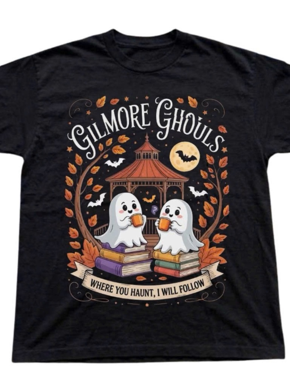 Gildan Shirt Halloween Gilmore Ghouls Black Graphic Tee